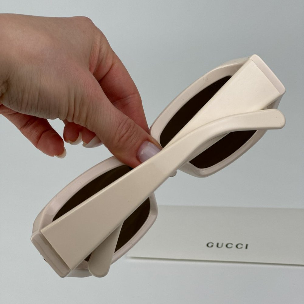 Gucci GG1403SK 004 BRAND NEW Sunglasses Ivory Brown Unisex Rectangle - Picture 6 of 14